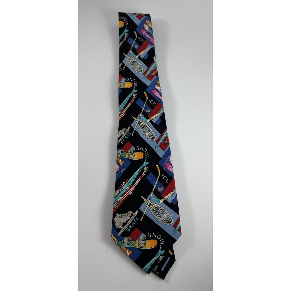 Vintage 1998 Nicole Miller Winter Sports Men's Silk Tie 52 1/2 x 3"